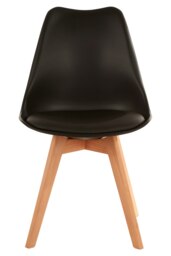 Orsina Black Chair With Cushion and Beach Wood Legs, Effortless Cleaning Small Chair, Easy to Adjust Bedroom chair