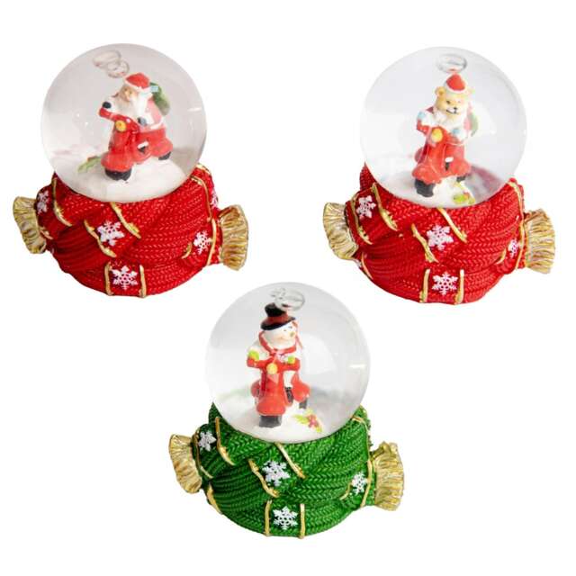 Christmas Mini Snowglobe Water Ball Snow Dome Scene Resin Scarf Design Base Decorations