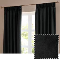 furn. The Ultimate Velvet Blackout Pencil Pleat Curtain Pair, Black, (W)168x (D)183cm Black Black One Size