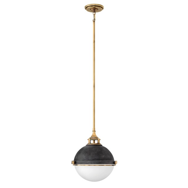 Hinkley Fletcher 2 Light Pendant Aged Zinc with Heritage Brass