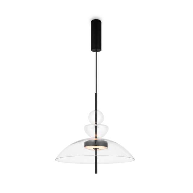 Bangkok Modern 40cm Dome Pendant Ceiling Light Black 3000K 1300lm Glass Shade
