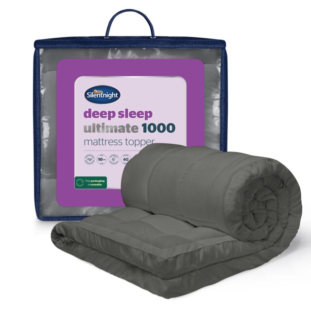 Silentnight Deep Sleep Ultimate Mattress Topper 1000, 10cm Thick, Grey