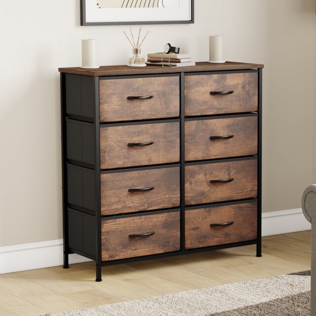 Vida Designs Chorley 8 Drawer Fabric Drawer Chest, Rustic Brown