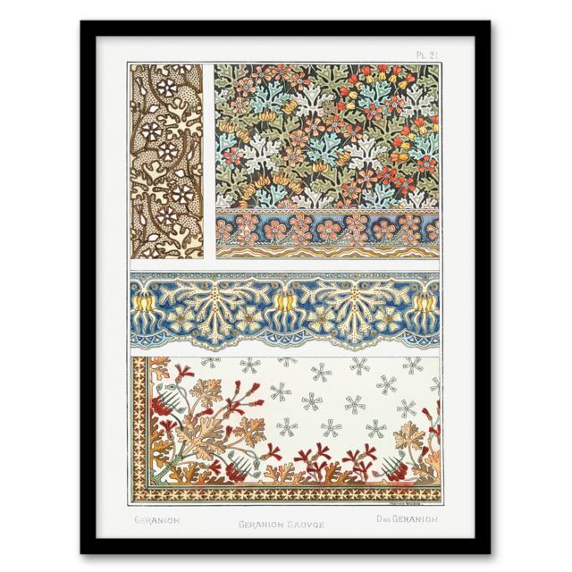 Maurice Pillard Verneuil Framed Wall Art Geranium Floral Patterns Home Décor
