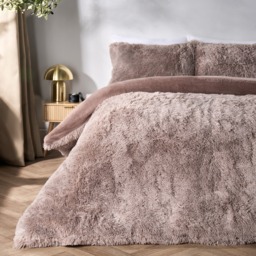 OHS Teddy Duvet Cover Set Bedding Soft Fleece Faux Fur Shaggy Brown Natural King