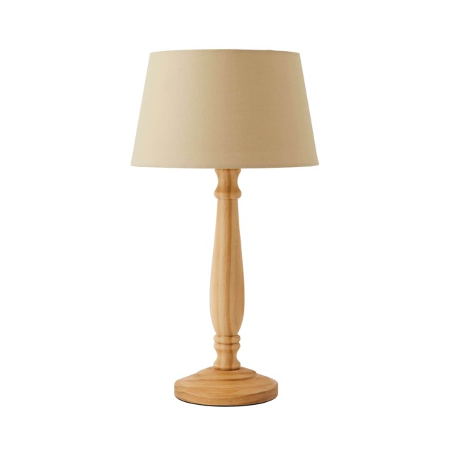 ValueLights Victoria Light Wood Table Lamp Beige Taper Shade and Bulb