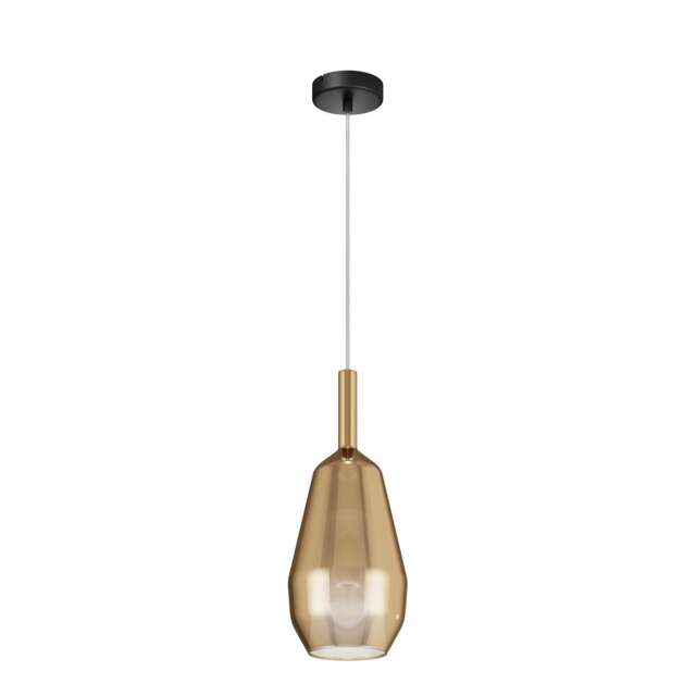 Duality Modern 16cm Dome Pendant Ceiling Light Black 1xE27 Gold Shade