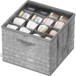 Fabric Shoe Storage Bin with Clear Cover, Closet Organiser with Handles for Bedroom and Entryway, Cattail Grey