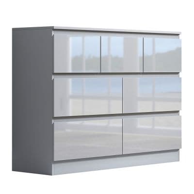 Keaton Gloss White 7 Drawer Double Freestanding Chest Of Drawers (40 x 81 x 106cm - D x H x W) White White 1