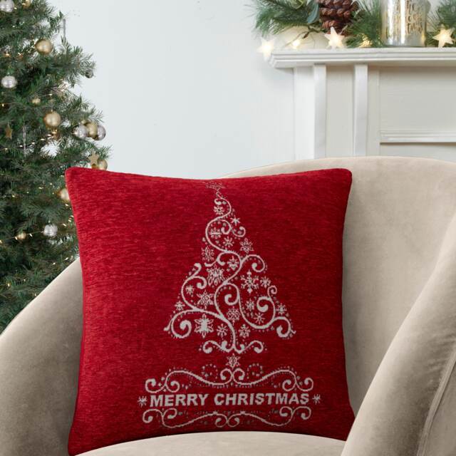 Portfolio Home Merry Christmas Tree Filled Cushion 43x43