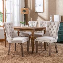 Romsey Set of 4 Modern Velvet Dining Chairs with Solid Oak Legs