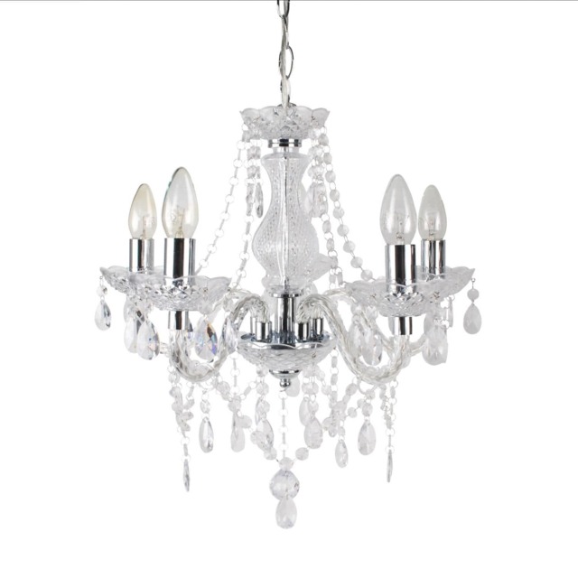 Clear and Chrome Marie Therese Style 5 x 40W Chandelier Clear Chrome 1