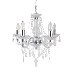 Clear and Chrome Marie Therese Style 5 x 40W Chandelier Clear Chrome 1
