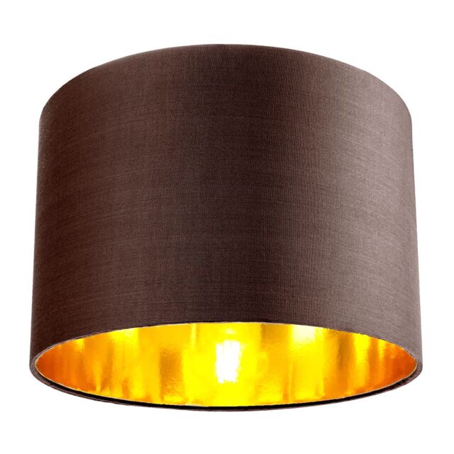 "Contemporary Brown Cotton 12"" Table/Pendant Lamp Shade with Shiny Copper Inner Brown Chocolate Brown 1"