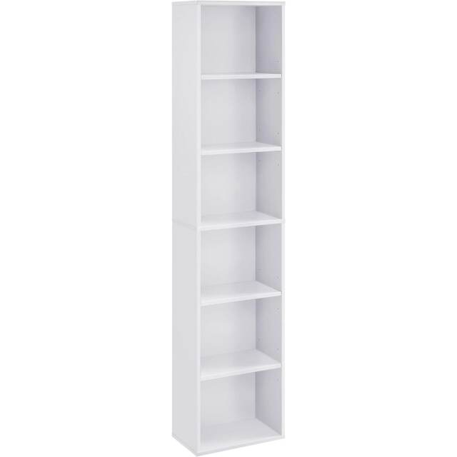 6-Tier Bookshelf Storage Unit for Home, Office and Bedroom, Modern Style, Cloud White