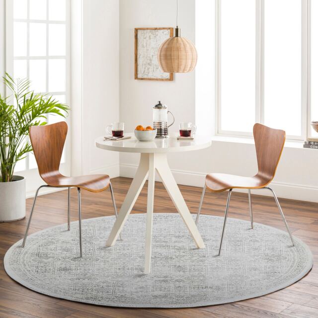LIVABLISS Roma-Vintage Traditional Boho Round Rug Ø200 cm Grey Cream Ivory