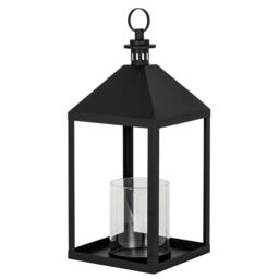 Hill Interiors Astral Glass Lantern Candle Holder Black Black 61cm x 25cm x 25cm 1