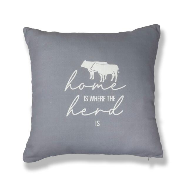 Filled Cushion Polyester - 45 x 45cm - Home is where the herd is