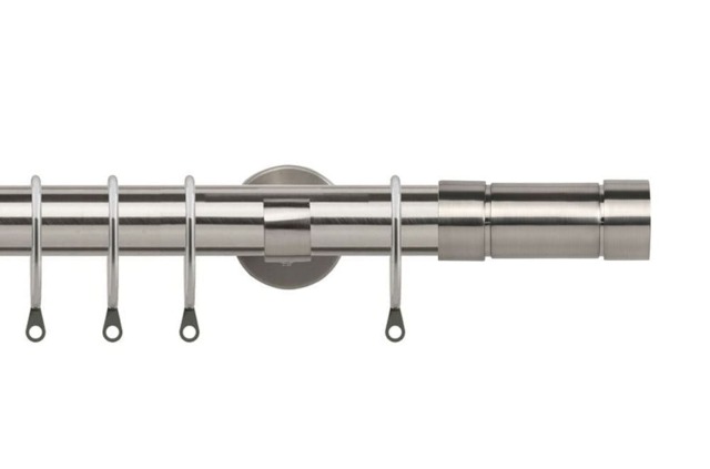 25-28mm Aspect End Satin Silver Metal Curtain Pole Set 200 - 380cm Silver Silver