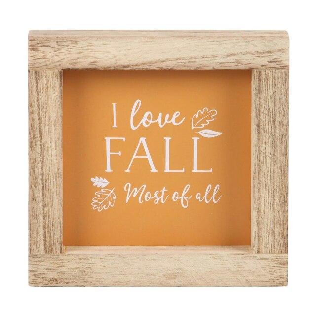 Something Different Orange I Love Fall Most Of All Wooden Framed Sign - Orange/Beige - One Size