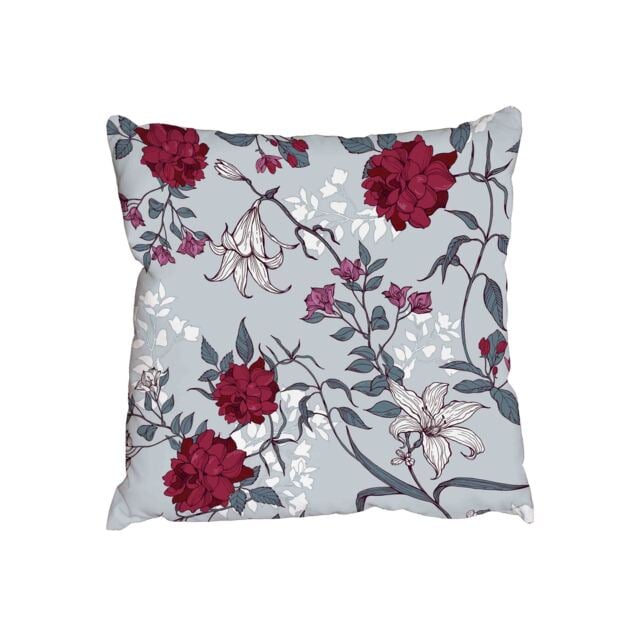 Roses and lilies with leaves (Outdoor Cushion)