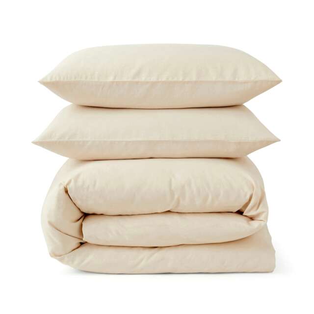 Touch Of Linen - Creamy Almond - Duvet Cover Set (Includes 2 Pillowcases - 1 For Single) Cream Creamy Almond Single