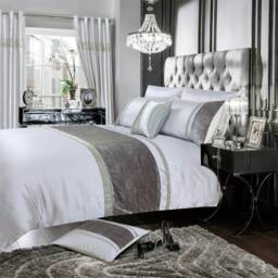 Intimates Chanelle Velvet Faux Silk Duvet Cover & Pillowcase Set Silver Silver Single