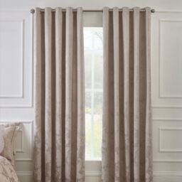 Catherine Lansfield Opulent Jacquard Lined Eyelet Curtains Gold Champagne Gold