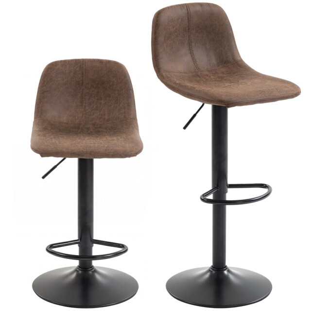 HOMCOM Bar Stools Set of 2, Modern Swivel Barstools for Dining Room Black Brown 37 x 44 x 82-104 cm
