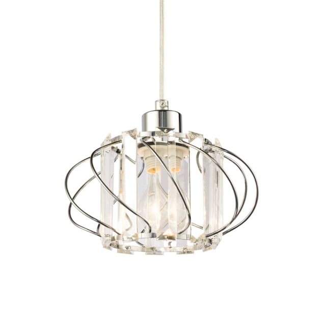 Modern Pendant Lamp Shade with Clear Acrylic Rectangular Prims and Chrome Frame Chrome Chrome 1