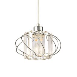 Modern Pendant Lamp Shade with Clear Acrylic Rectangular Prims and Chrome Frame Chrome Chrome 1