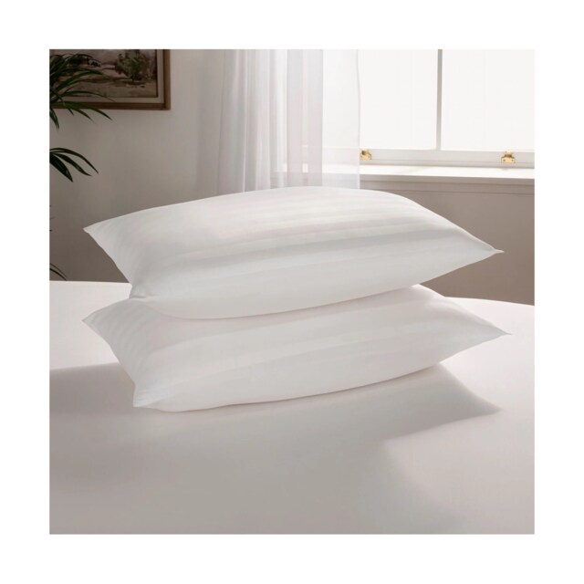 Ezysleep Satin Stripe Cover Luxury Pillows Soft Breathable Microfibre Filling White