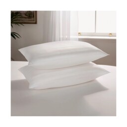 Ezysleep Satin Stripe Cover Luxury Pillows Soft Breathable Microfibre Filling White