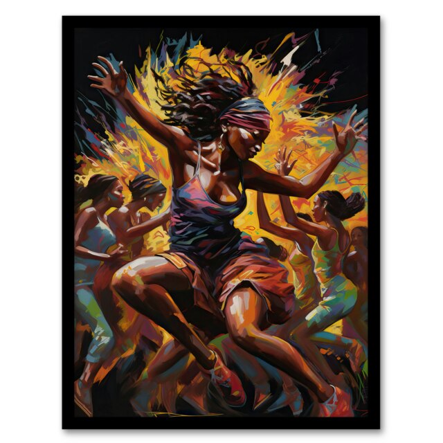 Agbadza Dance West Africa Benin Togo Ghana Black Framed Wall Art Print A4