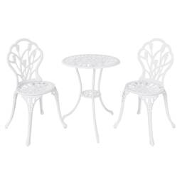 Charles Bentley 3 Piece Tulip Cast Aluminium Patio Bistro Set Table & 2 Chairs