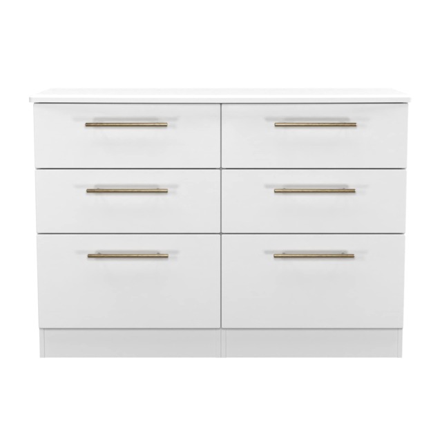 Helmsley 6 Drawer Wide Chest of Drawers in White Ash (Ready Assembled) White White Ash