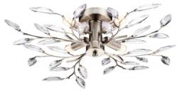 Modern Birch 4 Light Semi Flush Satin Chrome Ceiling Light with Clear Leaves Silver Satin Nickel 1