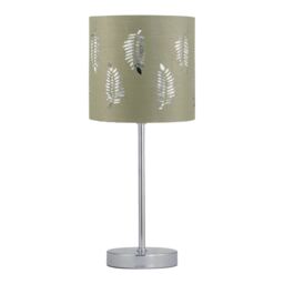 Chrome Touch Operated Table Lamp with Sage Green Fern Shade Chrome Green Medium 1