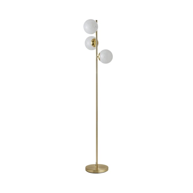 ValueLights Jas Gold Floor Lamp White Confetti Glass Shades