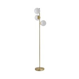 ValueLights Jas Gold Floor Lamp White Confetti Glass Shades