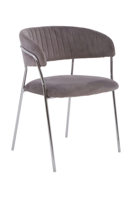 Orsina Mink Channel Chrome Finish Dining Chair,Mid-century Lounge Chair, Kitchen Chair, Curved Backrest Armchair