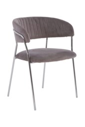 Orsina Mink Channel Chrome Finish Dining Chair,Mid-century Lounge Chair, Kitchen Chair, Curved Backrest Armchair