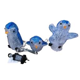 23cm Set of 3 Acrylic Ice White LED Penguins Indoor Outdoor Christmas Decoration