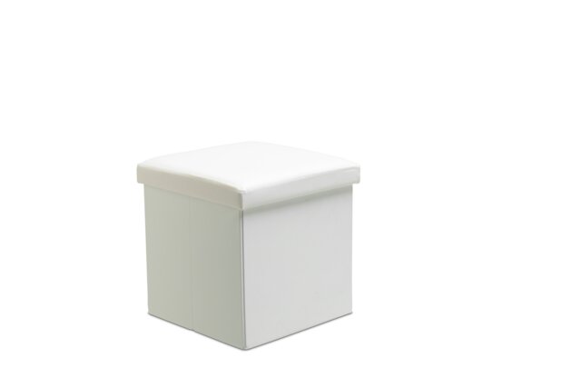 Faux Leather Storage Ottoman Storage Box With Lid Foldable - 38x38x38cm Square White