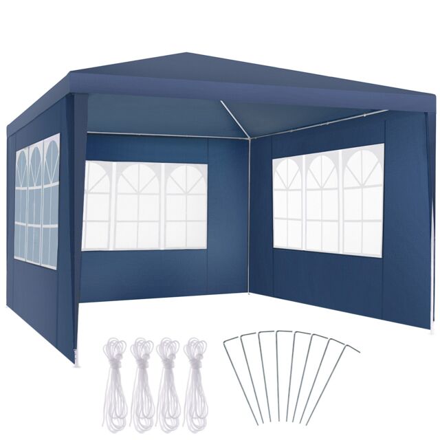 Gazebo Barinas with 3 side panels, water-resistant, 3x3m Blue blue 300 x 300 x 250 cm 1