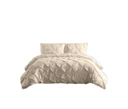 Pintuck Pinch Pleated Polycotton Duvet Cover And Pillowcase/s Set Bed Linen Brown Brown Latte King