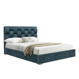 5ft King Size Plush Velvet Weaved Headboard Bed Frame In Duck Egg Blue