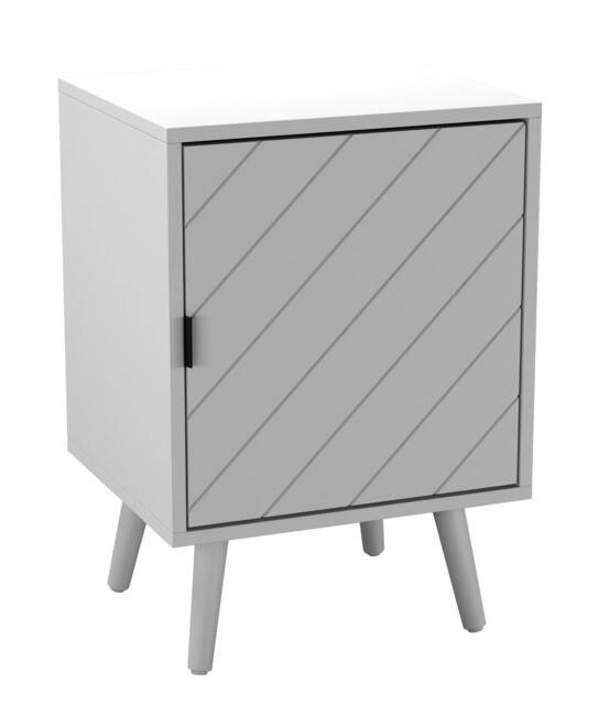 White 1-Door Wooden Bedside Cabinet Side Table White 1