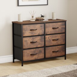 Vida Designs Chorley 6 Drawer Fabric Drawer Chest, Rustic Brown