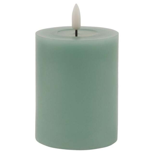 Luxe Collection Melt Effect LED Candle - Wax - L8 x W8 x H10 cm - Sage Green Green